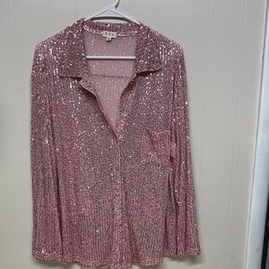 POL Princess Sparkling Pink Button Down Shirt
